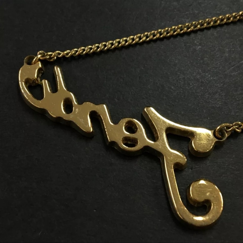 AUTH Fendi Logo Gold Tone Pendant Necklace - Picture 6 of 7